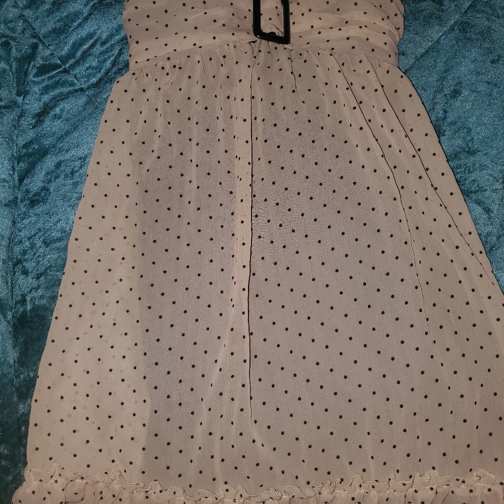 Adorable Tan Strapless Polkadot Mini